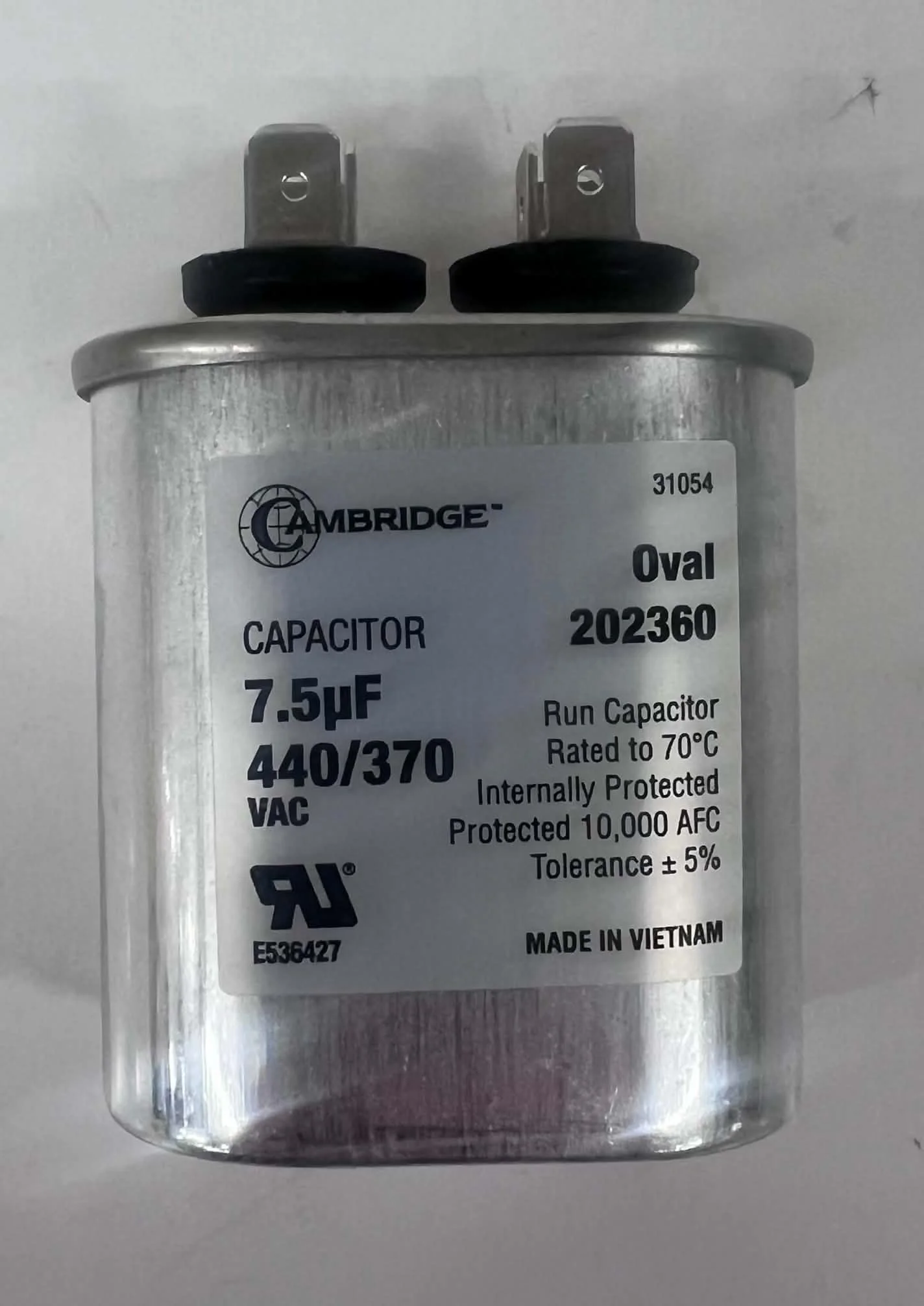 Cambridge 7.5µF Run Capacitor for HVAC Systems