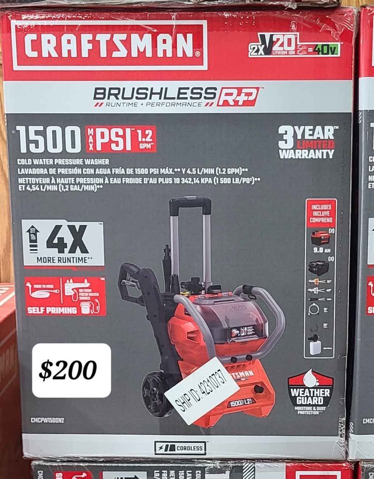 Craftsman 1500 PSI Battery Operated Cold Water Pressure Washer