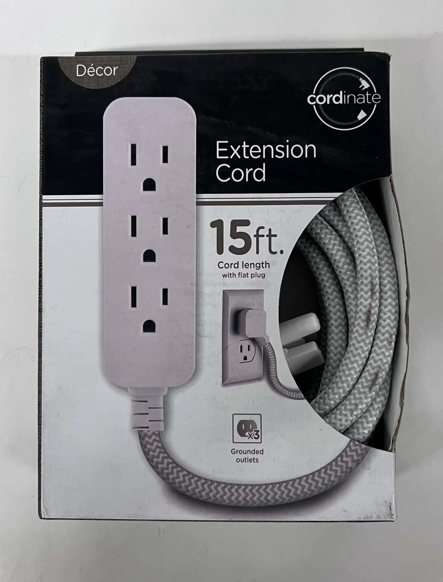 Cordinate Décor 15-Foot Extension Cord with Flat Plug