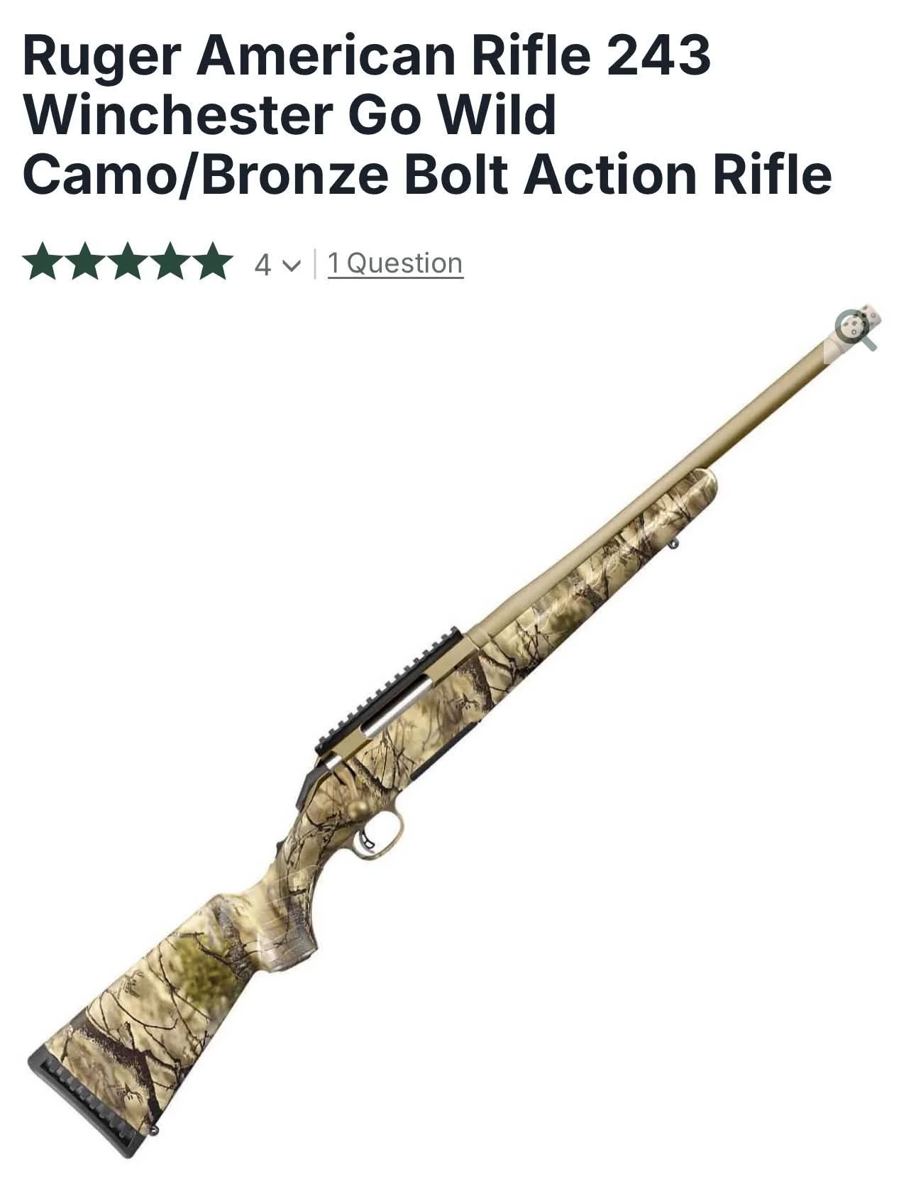 Ruger American Rifle 243 Winchester Go Wild Camo/Bronze Bolt Action
