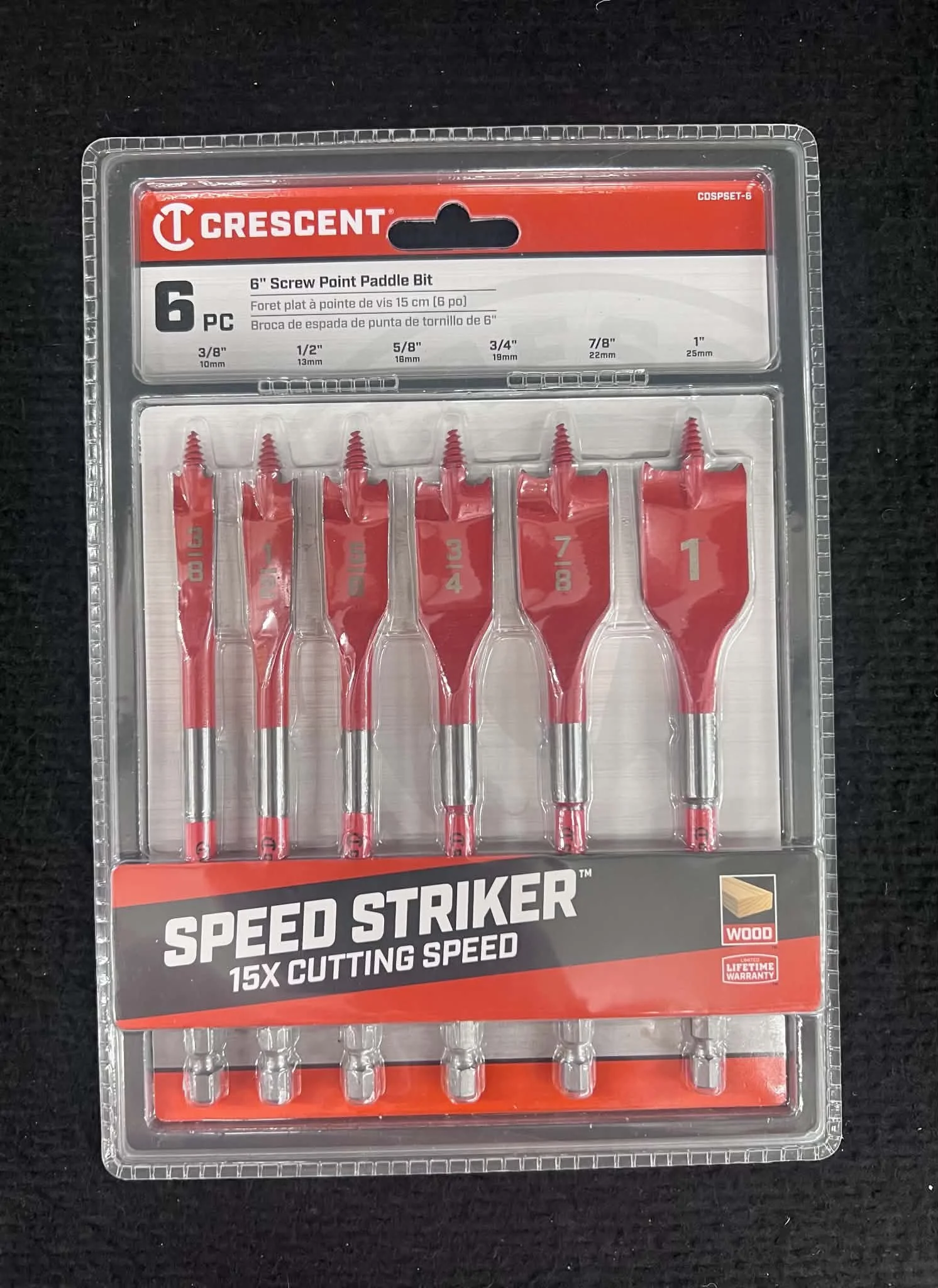 Crescent Speed Striker Paddle Bit Set - 6 PC