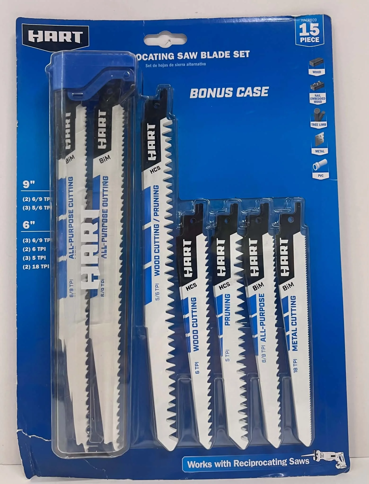 Hart 15-Piece Reciprocating Saw Blade Set with Bonus Case