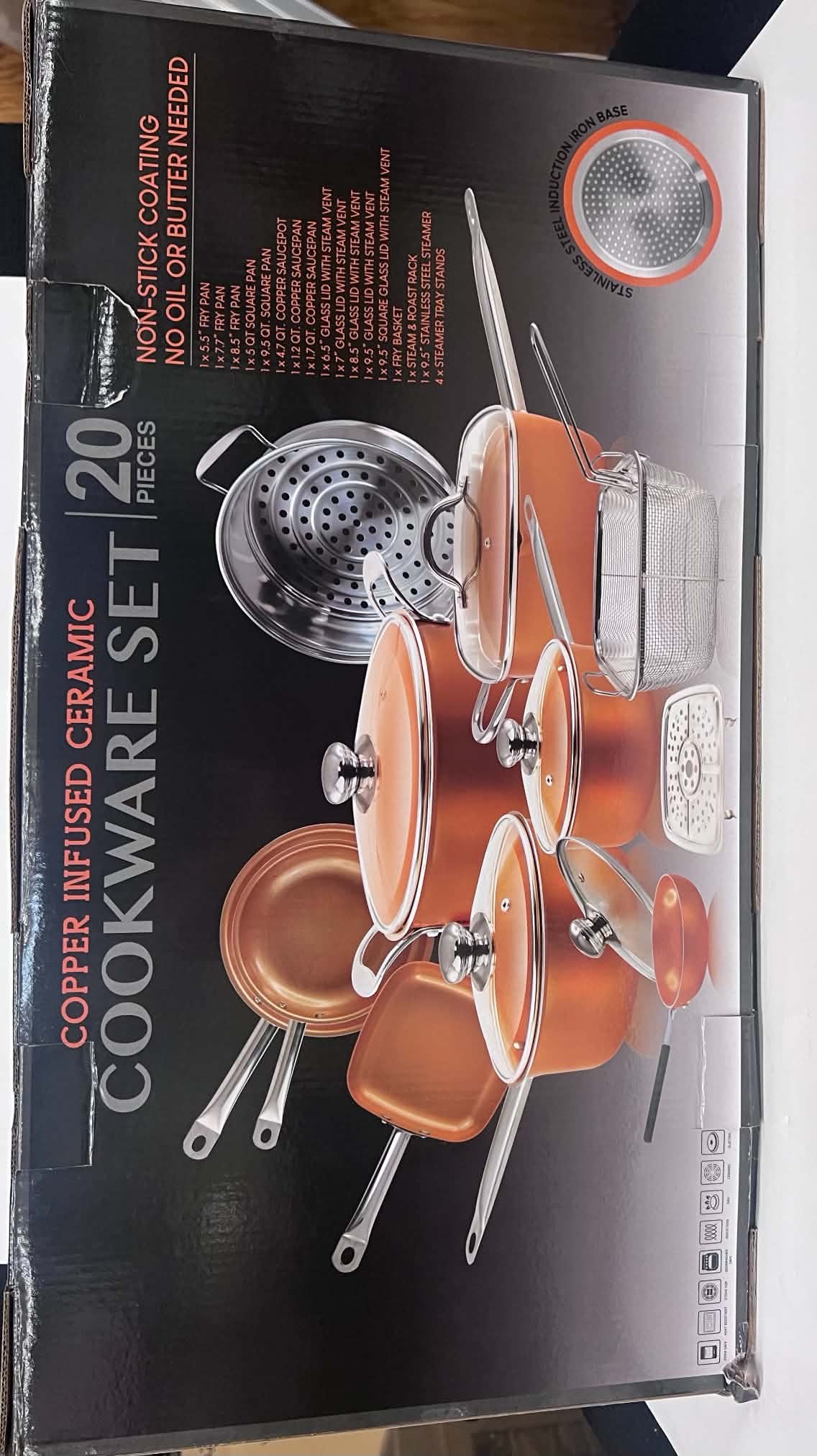 20-Piece Copper Infused Ceramic Cookware Set