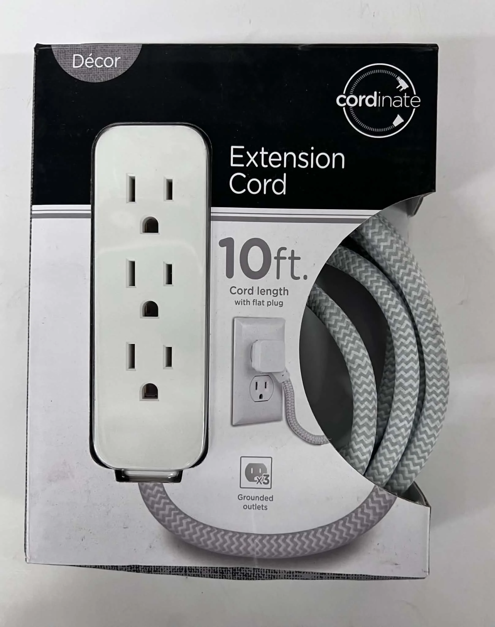 Cordinate Décor 10ft Extension Cord with Flat Plug