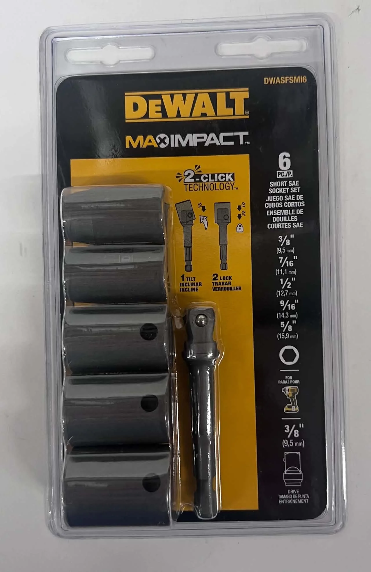 DEWALT Max Impact 6-Piece SAE Socket Set