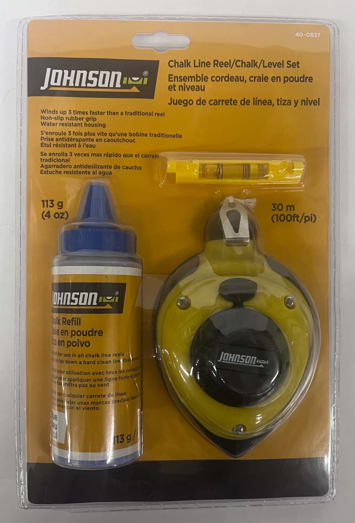 Johnson Chalk Line Reel Set with Level and Refill