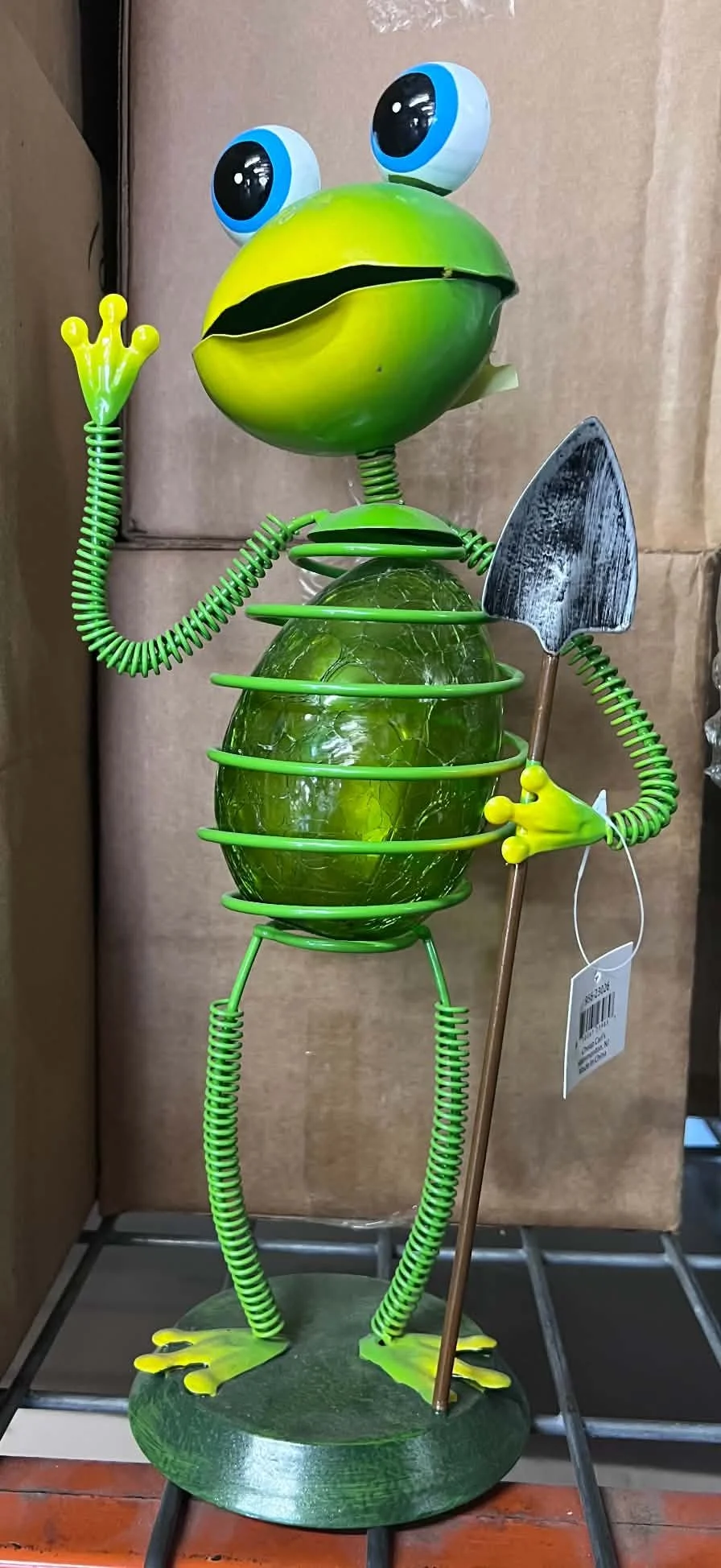 Quirky Frog with Shovel Garden Figurine