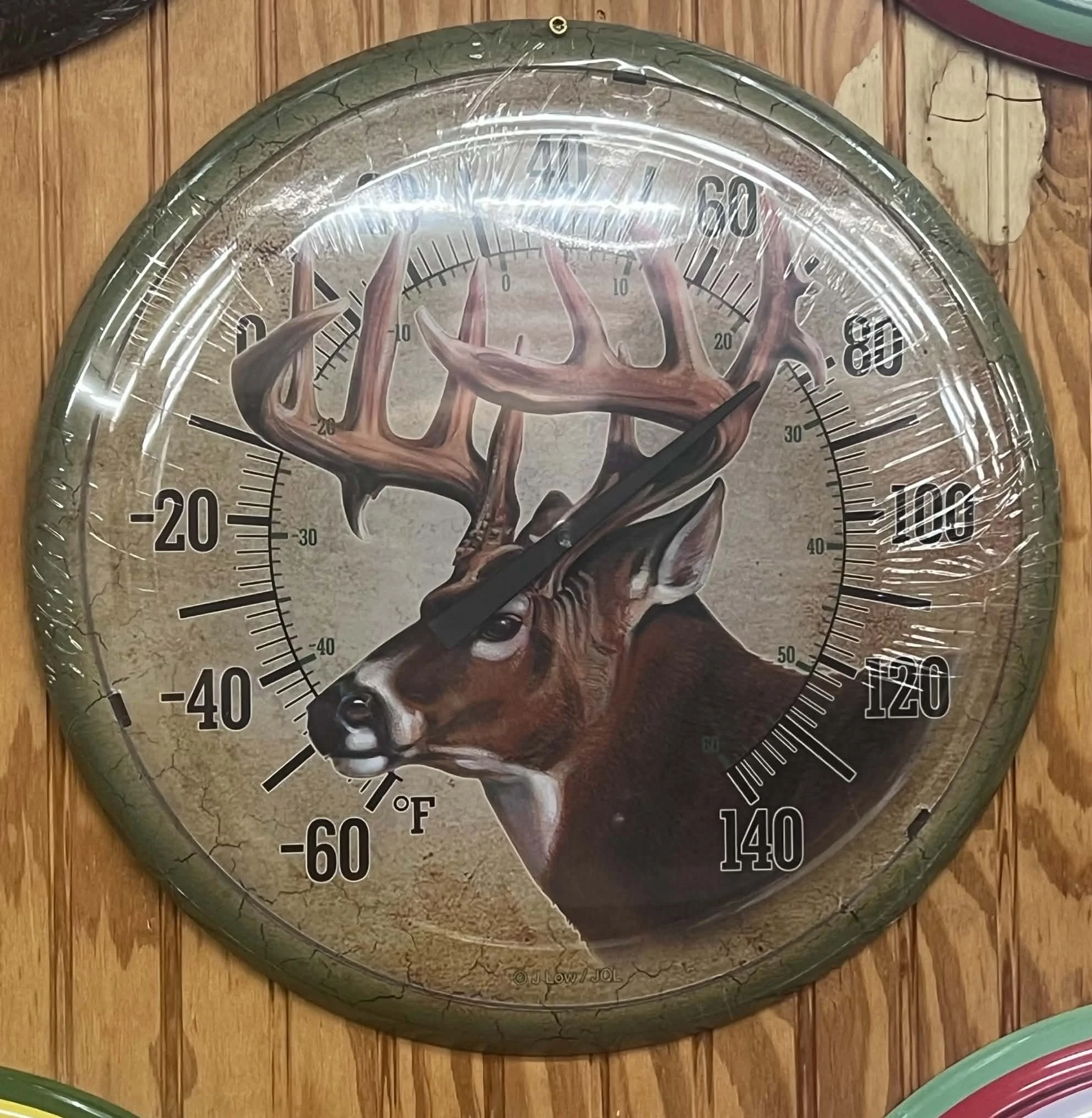 Rustic Deer Design Wall Thermometer