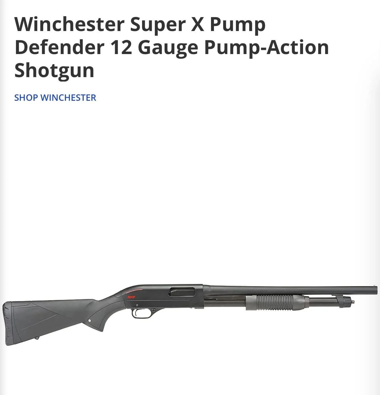 Winchester Super X Pump Defender 12 Gauge Shotgun