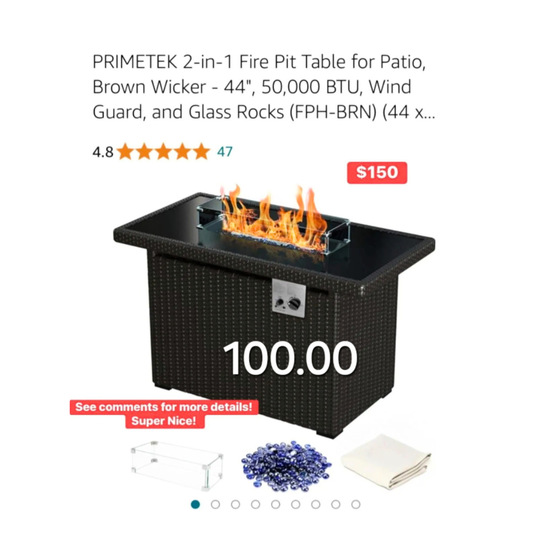 PRIMETEK 2-in-1 Fire Pit Table for Patio