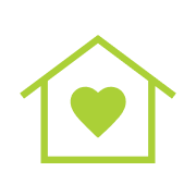 Outline of a house with a heart inside