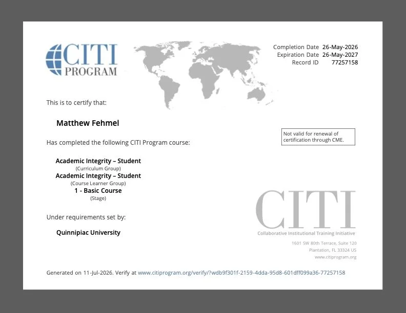 CITI Certification — Academic Integrity