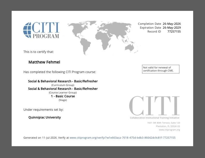CITI Certification — Social & Behavioral Research (Basic/Refresher)