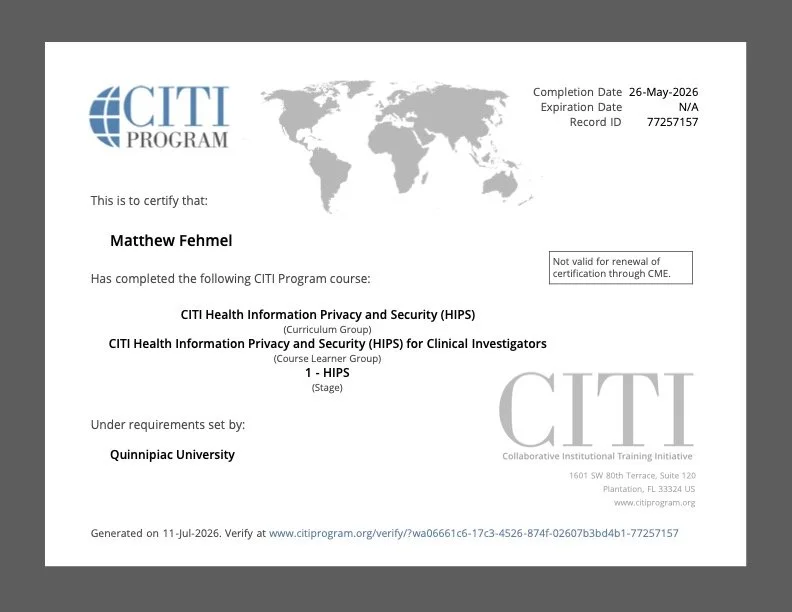CITI Certification — Health Information Privacy and Security