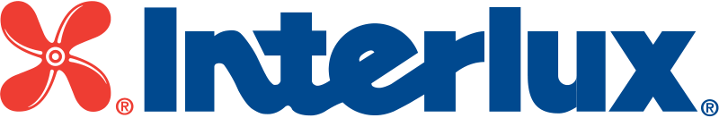 Interlux logo with stylized red flower.