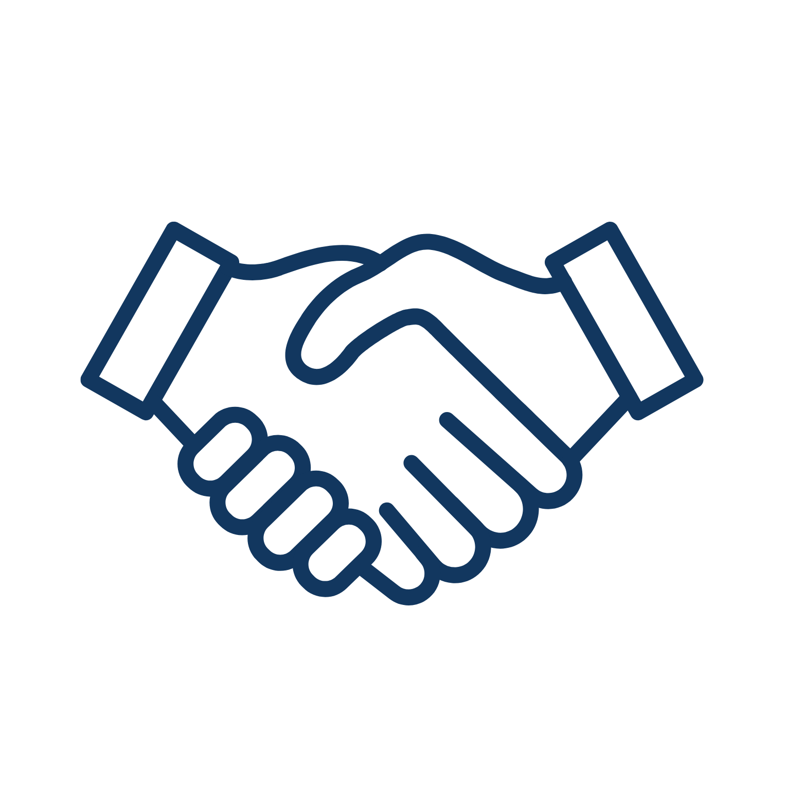 Illustration of two hands shaking, symbolizing agreement or partnership.