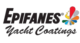 Logo for Epifanes Yacht Coatings featuring text and a colorful butterfly icon.