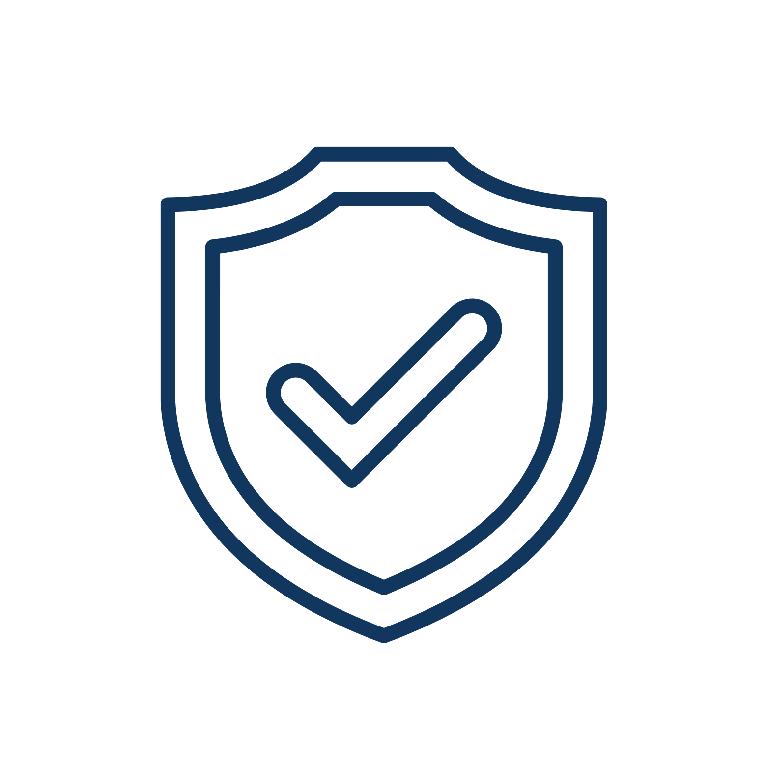 Shield with a checkmark in the center, symbolizing protection or security.
