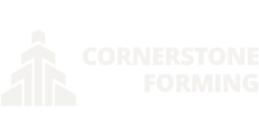 Logo of Cornerstone Forming, featuring a stylized building outline and the company name.