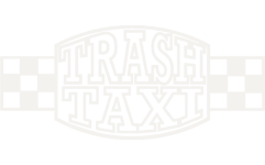 Trash Taxi logo with checkered patterns on sides