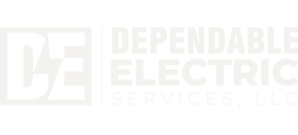 Logo for Dependable Electric Services, LLC with stylized 'DE' initials.
