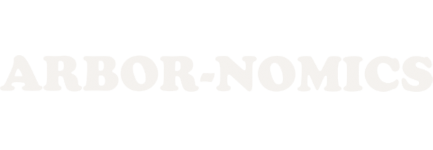 Text that reads 'ARBOR-NOMICS' in white on a black background.