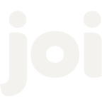 Large white lowercase text 'joi' on a black background.
