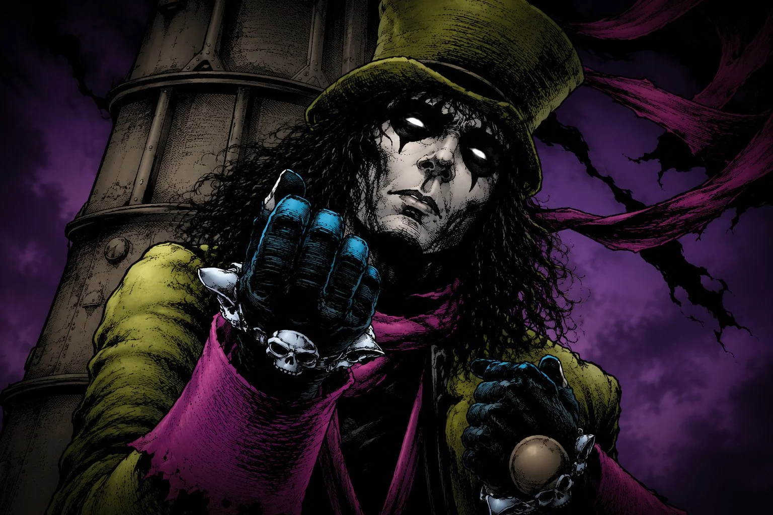 Original illustration inspired by the story of The Last Temptation and Michael Zulli’s original comic book artwork, depicting Alice Cooper as the Showman.
