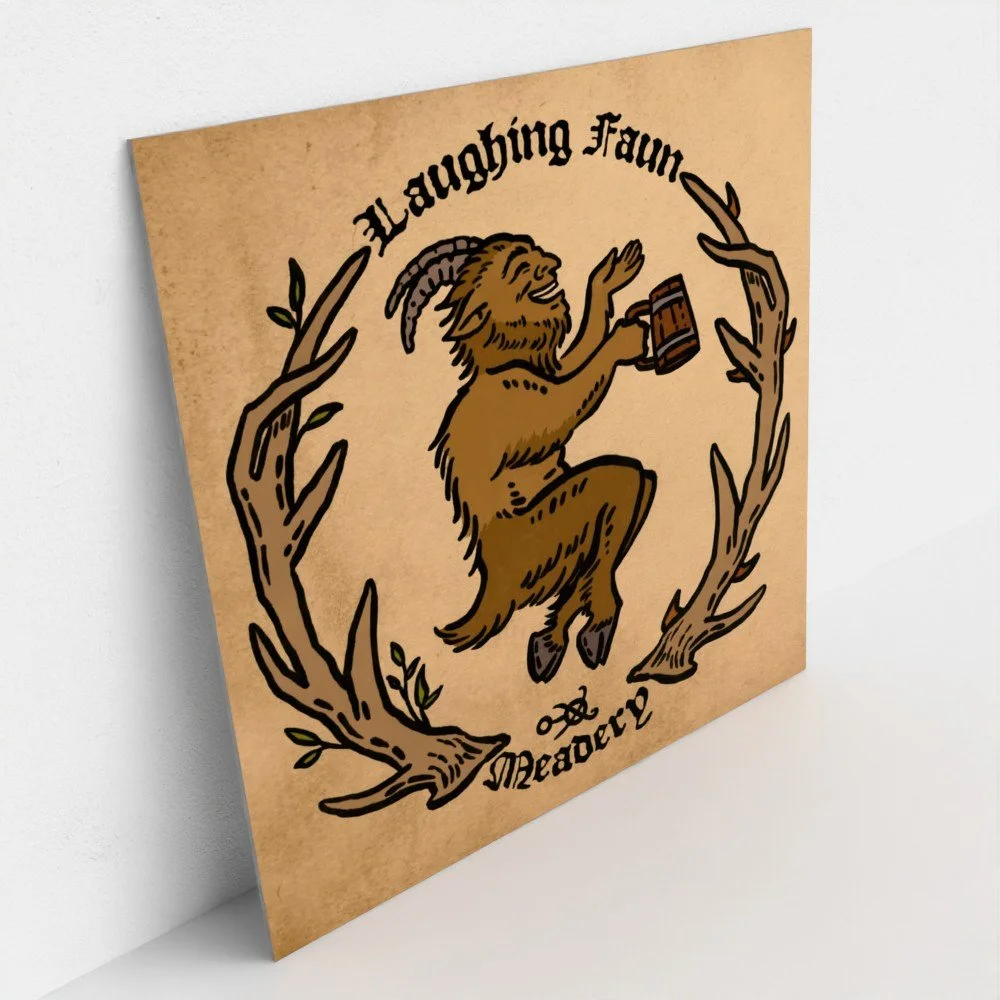 Laughing Faun Gallery Board Mounted Fine Art Print, 20x20cm / 8x8"