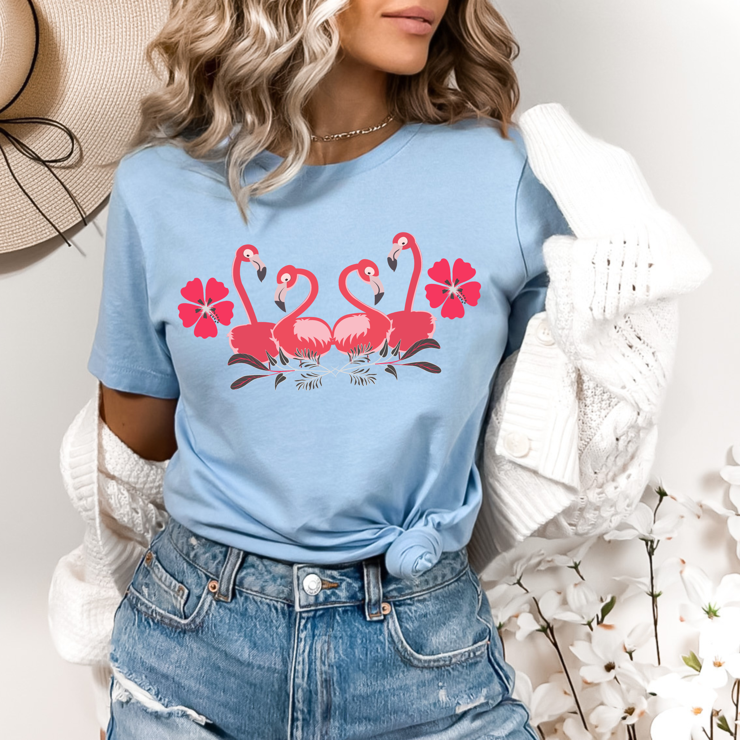 Flamingo Trio Floral Tee