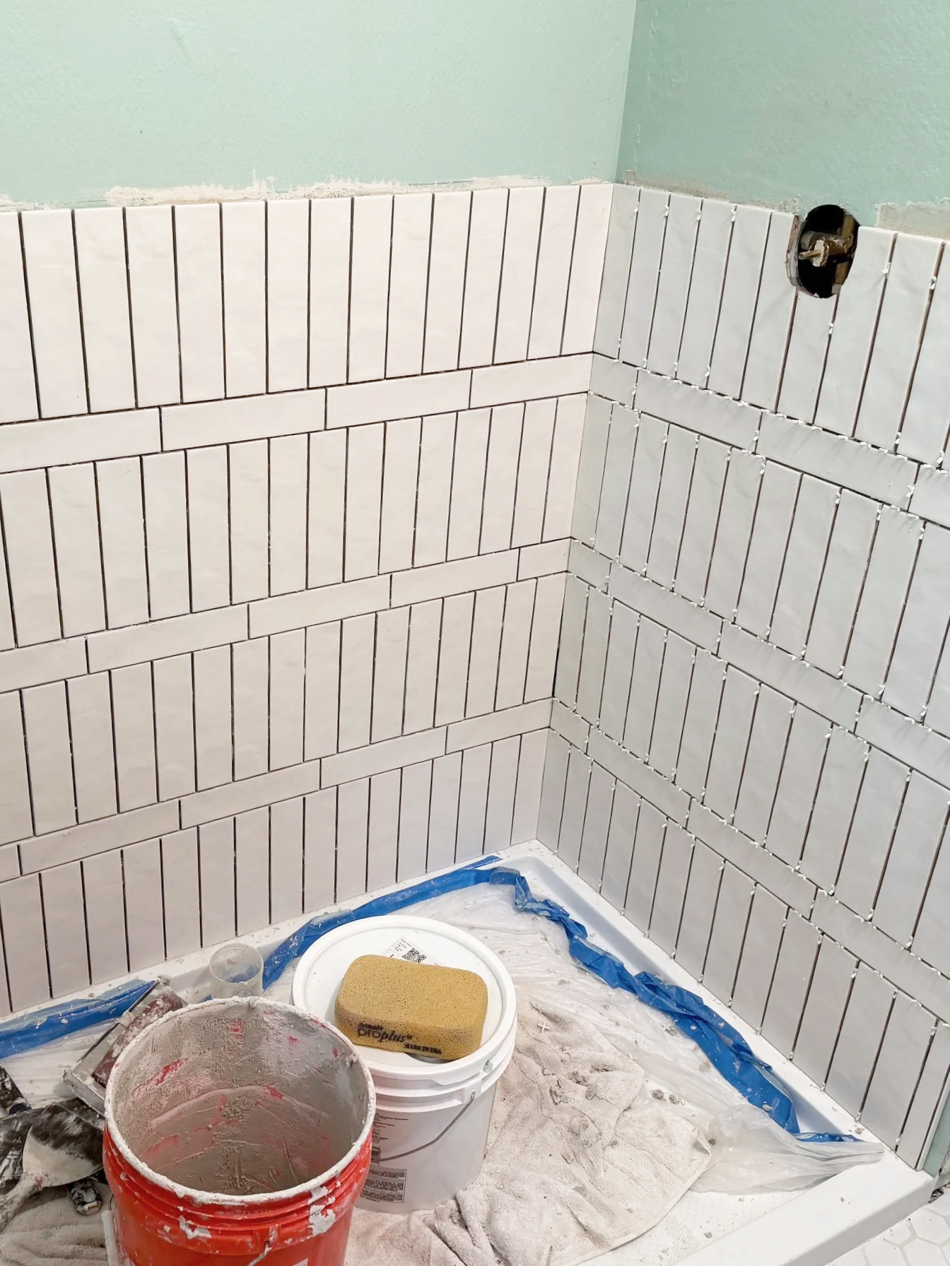 Lake House Main Bathroom Shower Tile In Progress