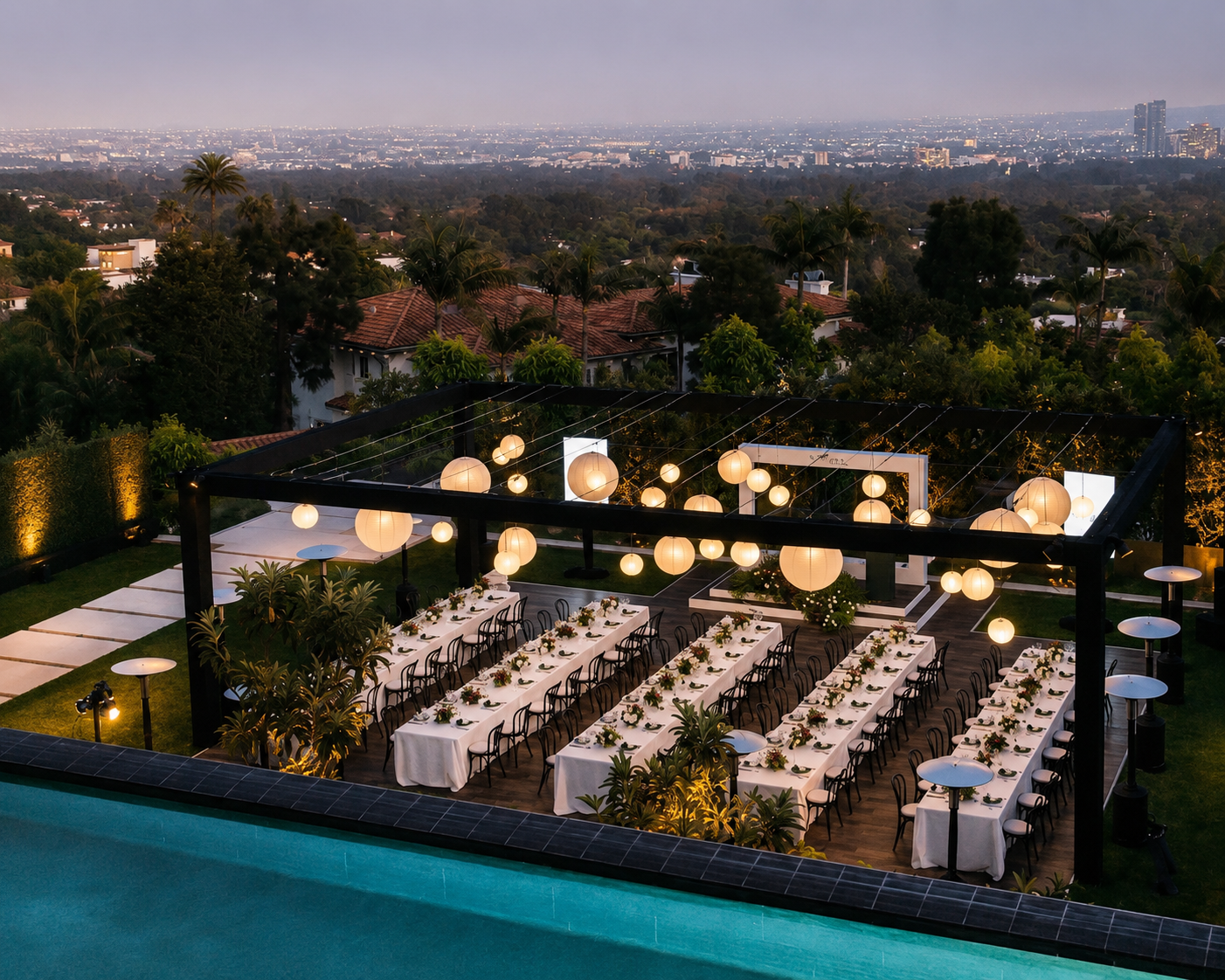 Large-scale floral and event design by The Boy Who Cried Flowers for the InStyle Imagemaker Awards 2025, hosted at a private residence in the Los Angeles hills.
