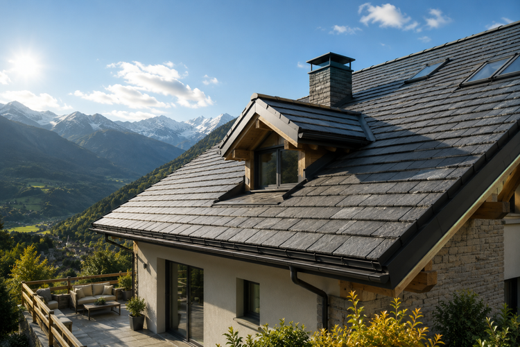 Copertura in lose di un'abitazione in Valle d'Aosta