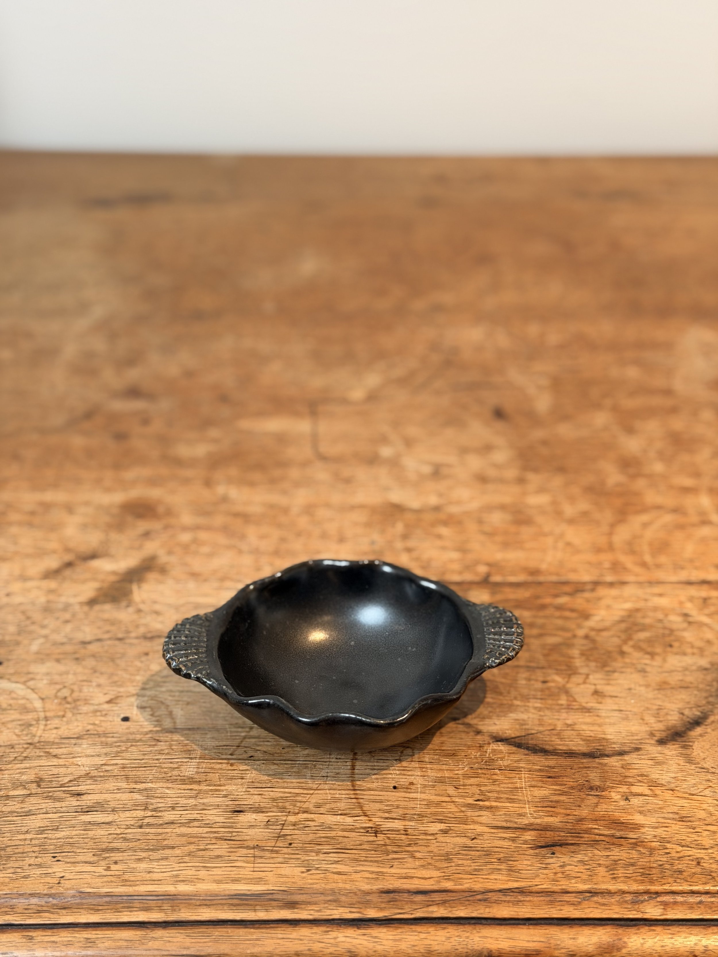 Black Bowl with Shell Handles
