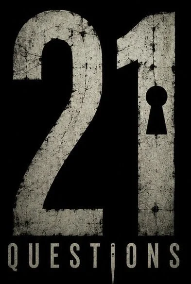 The number 21 with a keyhole symbol integrated into the number 1, and the words 'Questions' below in a distressed font.