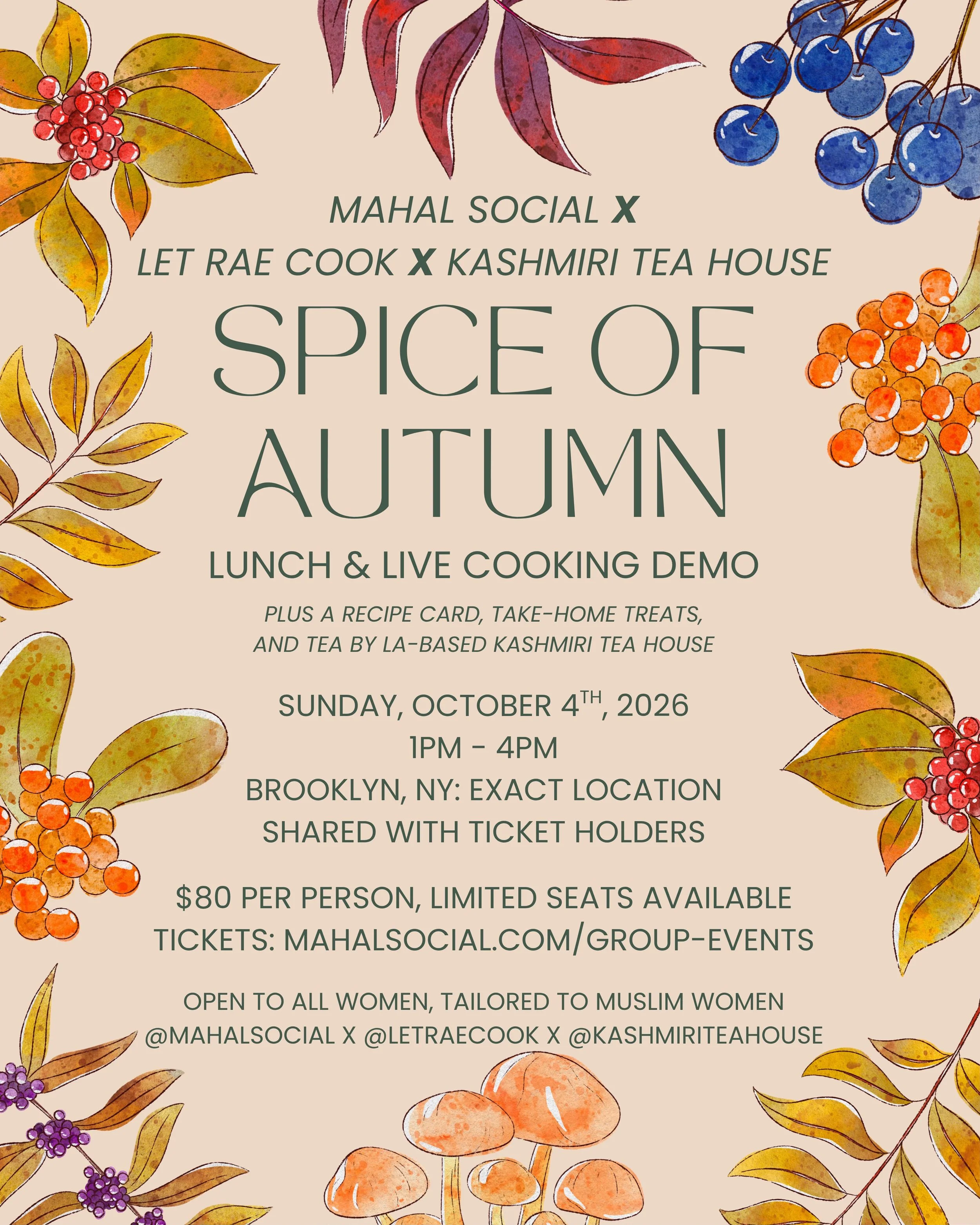 Mahal Cooking Club Fall lunch & live cooking demo