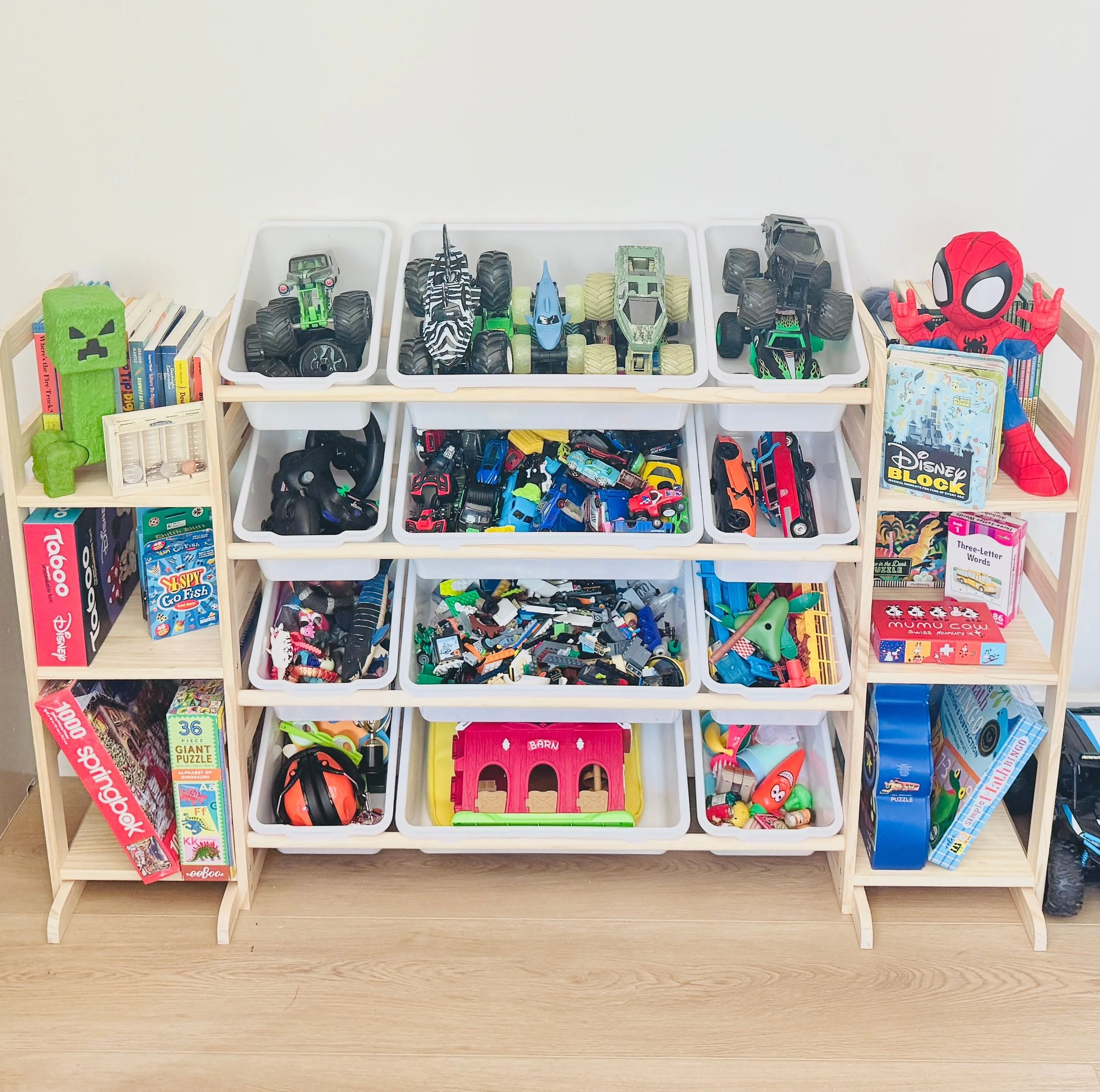 Creative playroom toy storage and bin organization for a boys' room in Park City.