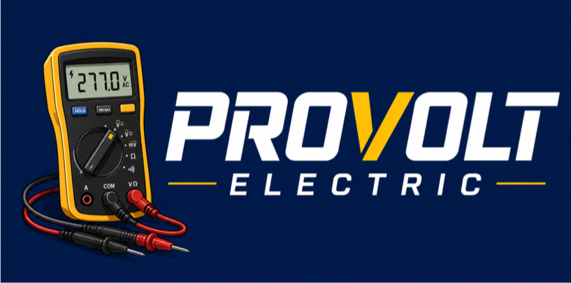 ProVolt Electric logo, licensed Master Electrician providing residential and commercial electrical services in Bloomington, IN.