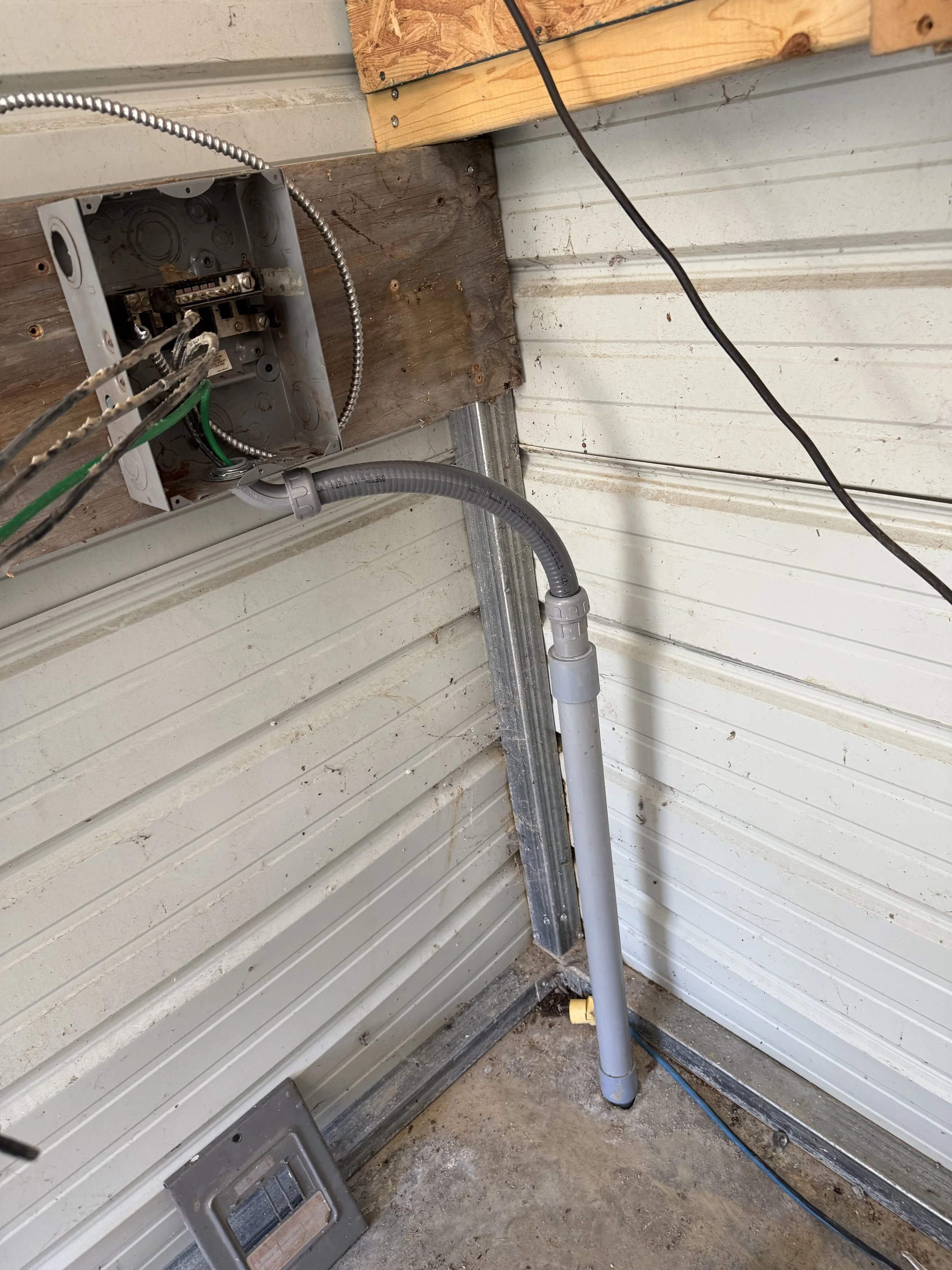 Residential garage electrical panel upgrade, workshop sub-box installation, and dedicated circuit wiring by ProVolt Electric in Bloomington, Indiana.