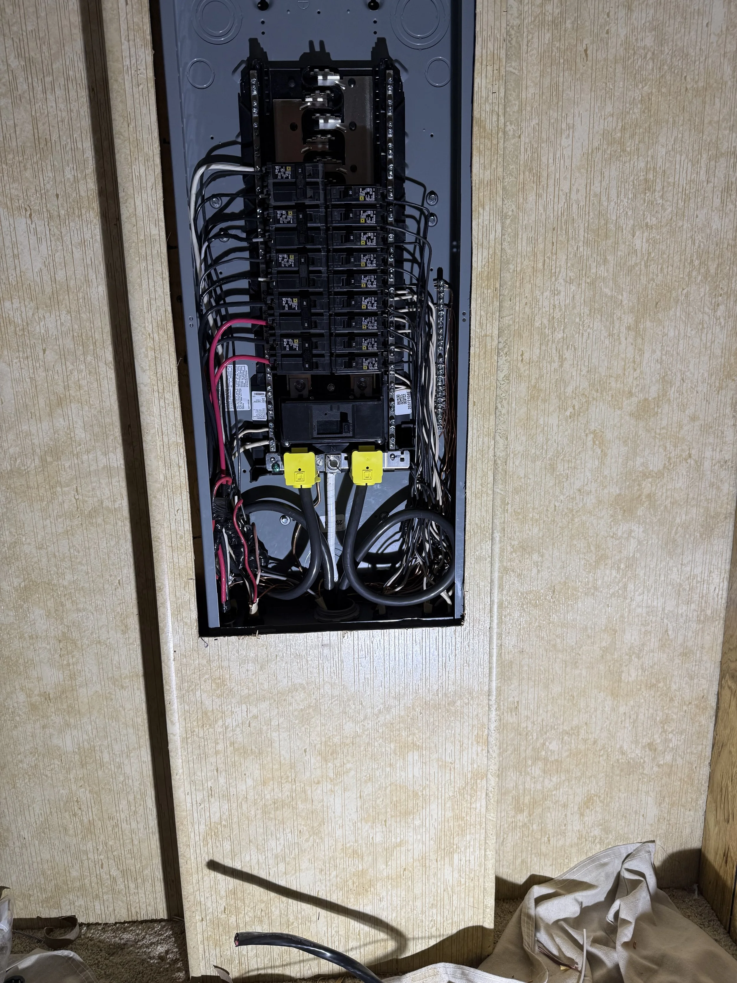 200 amp residential electrical service panel upgrade and main breaker replacement by ProVolt Electric in Springville, Indiana.