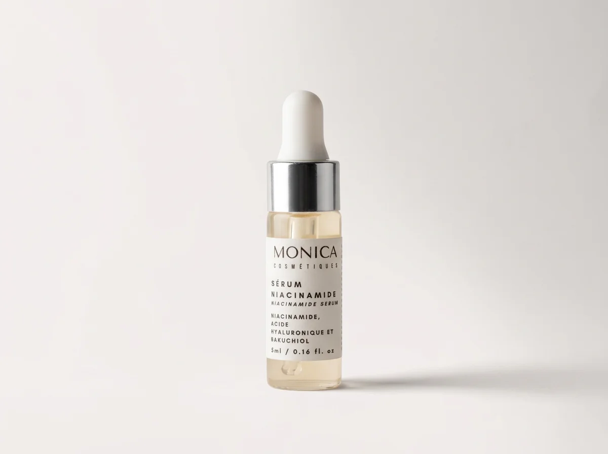 Sérum peau éclatante à la Niacinamide, acide hyaluronique et bakuchiol