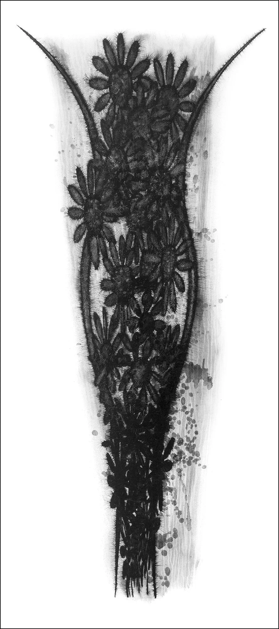 Genus 5, 2015, charcoal and pigmenton paper, 72"h x 32"w