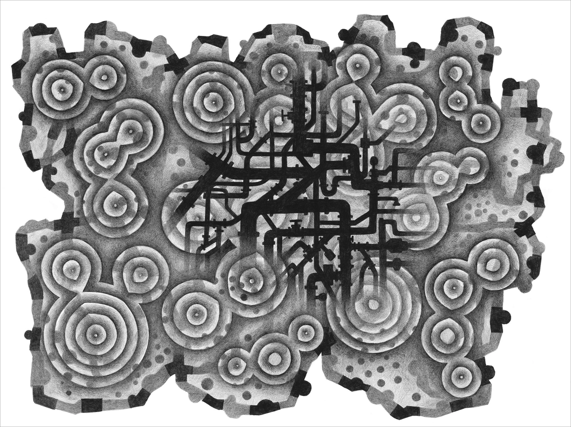 Oort Cloud 14, 2022, graphite on paper, 22"h x 30"w