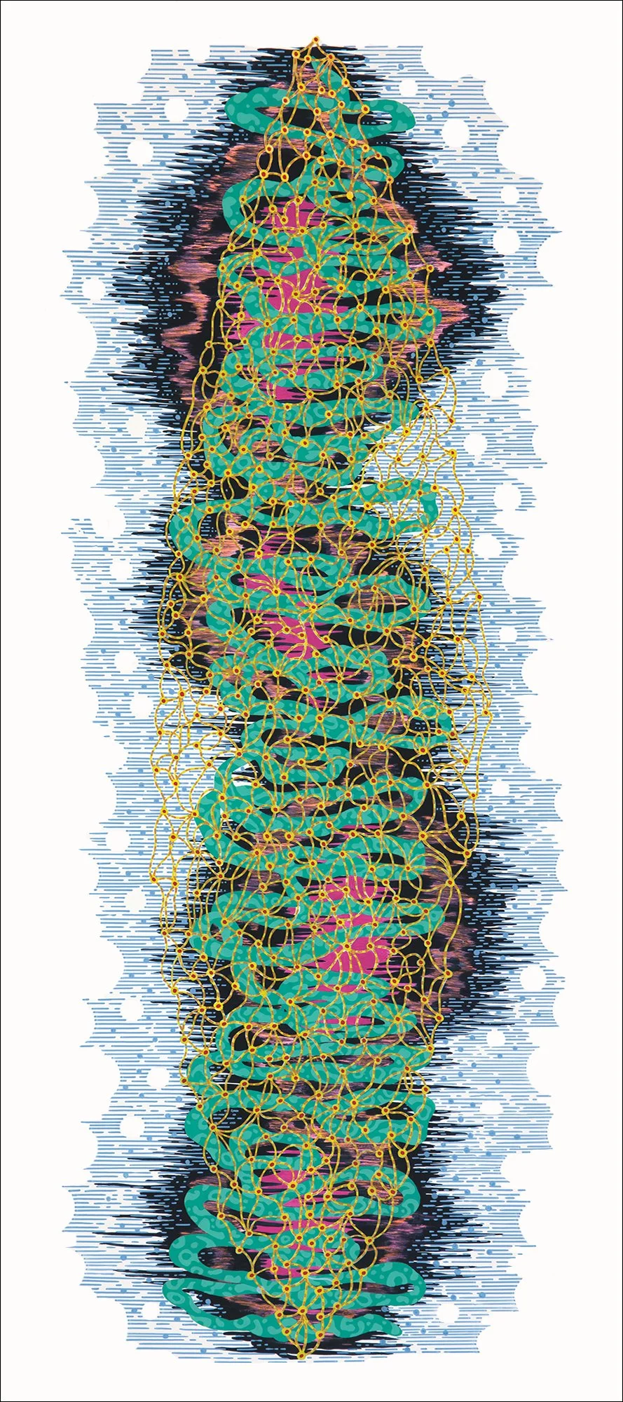 Genus 25, 2022, acrylic and flashe on paper, 72"h x 32"w
