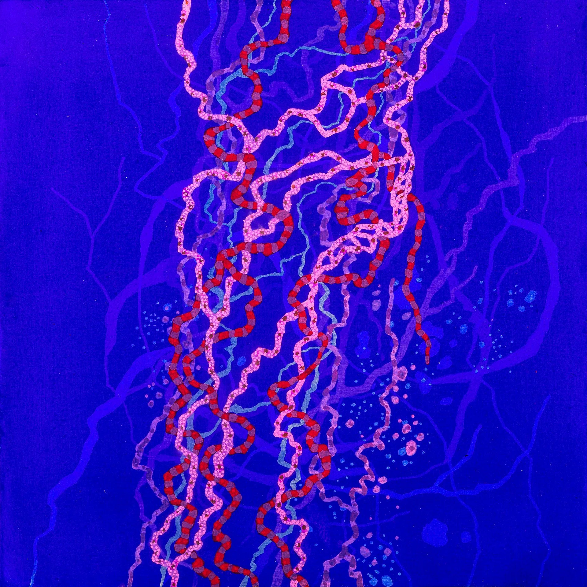 Oceano Plastique 13, 2019, acrylic and flashe on canvas, 16" x 16"