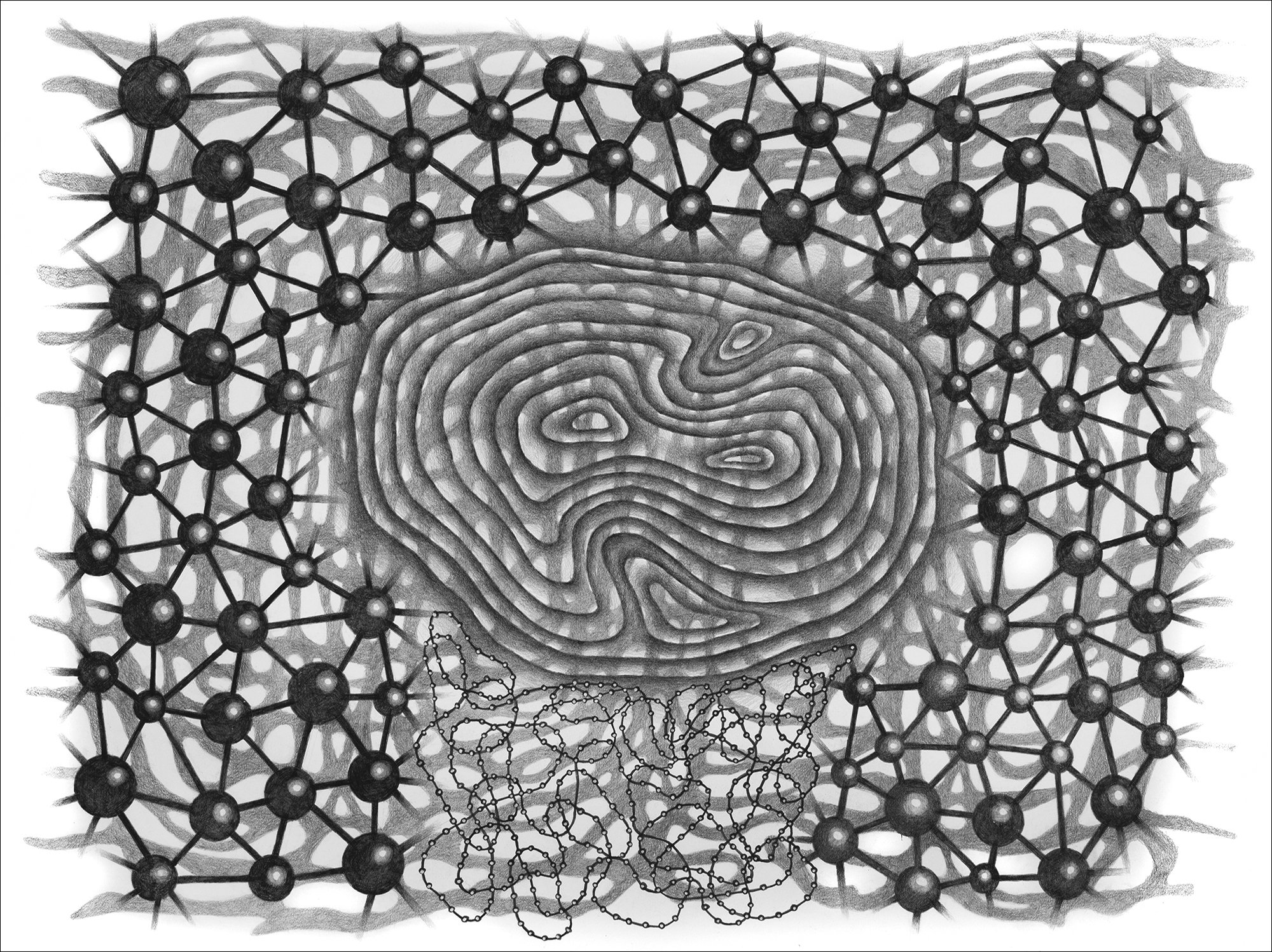 Oort Cloud 15, 2024, graphite on paper, 22"h x 30"w