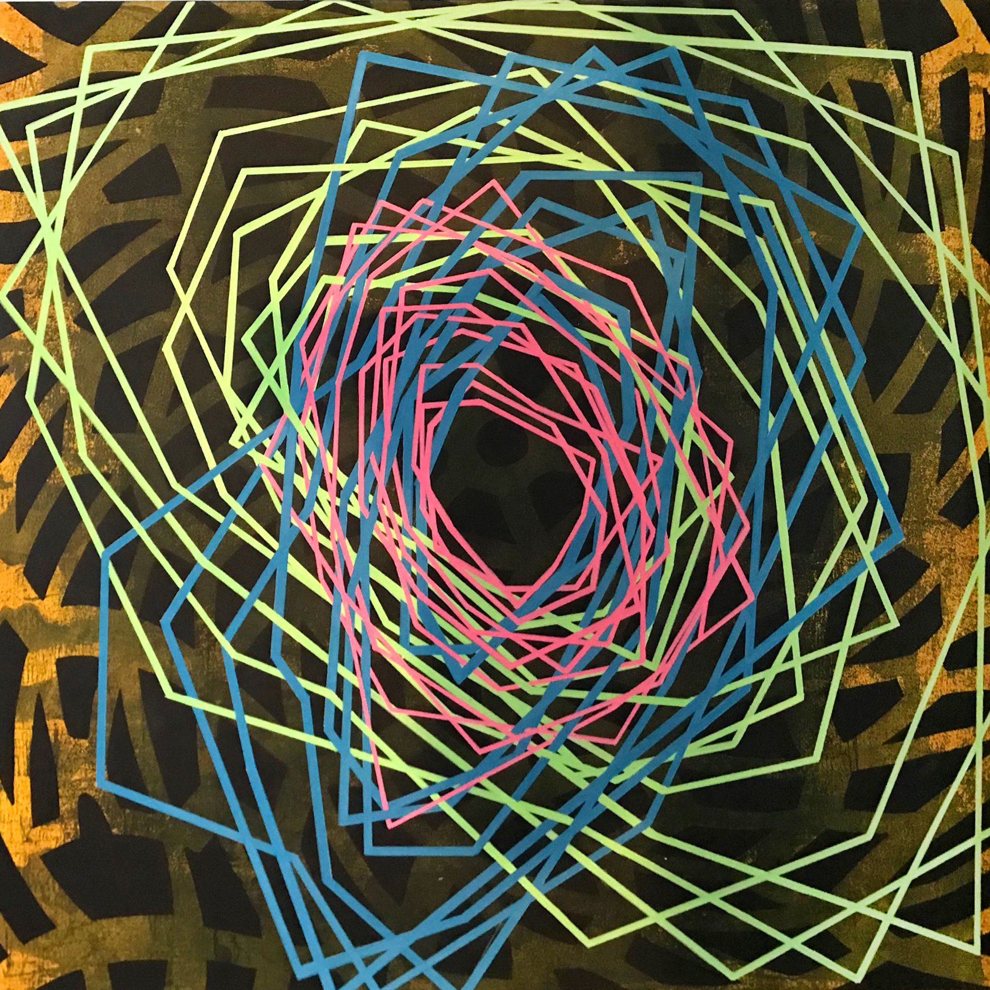 Accretion 4, 2022, acrylic and flashe on canvas, 32" x 32"