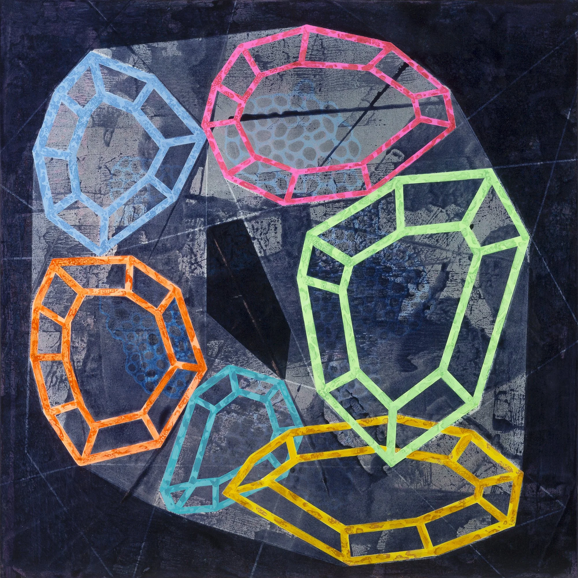 Accretion 3, 2023, acrylic and flashe on canvas, 32" x 32"