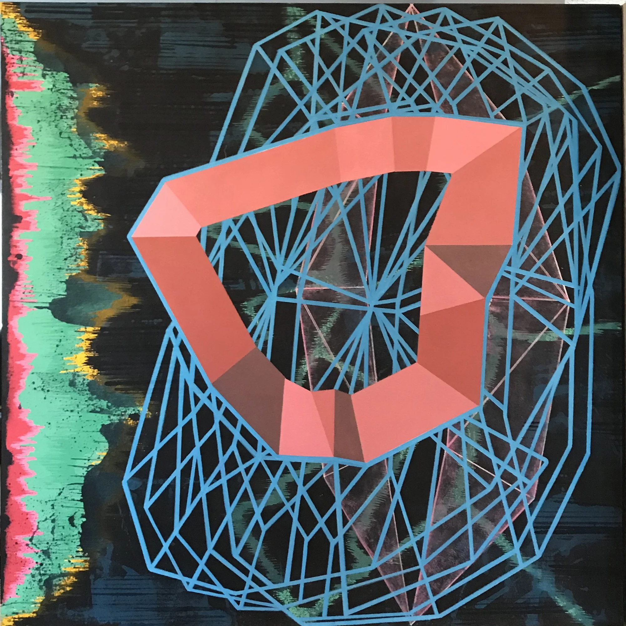 Accretion 2, 2019, acrylic and flashe on canvas, 32" x 32"