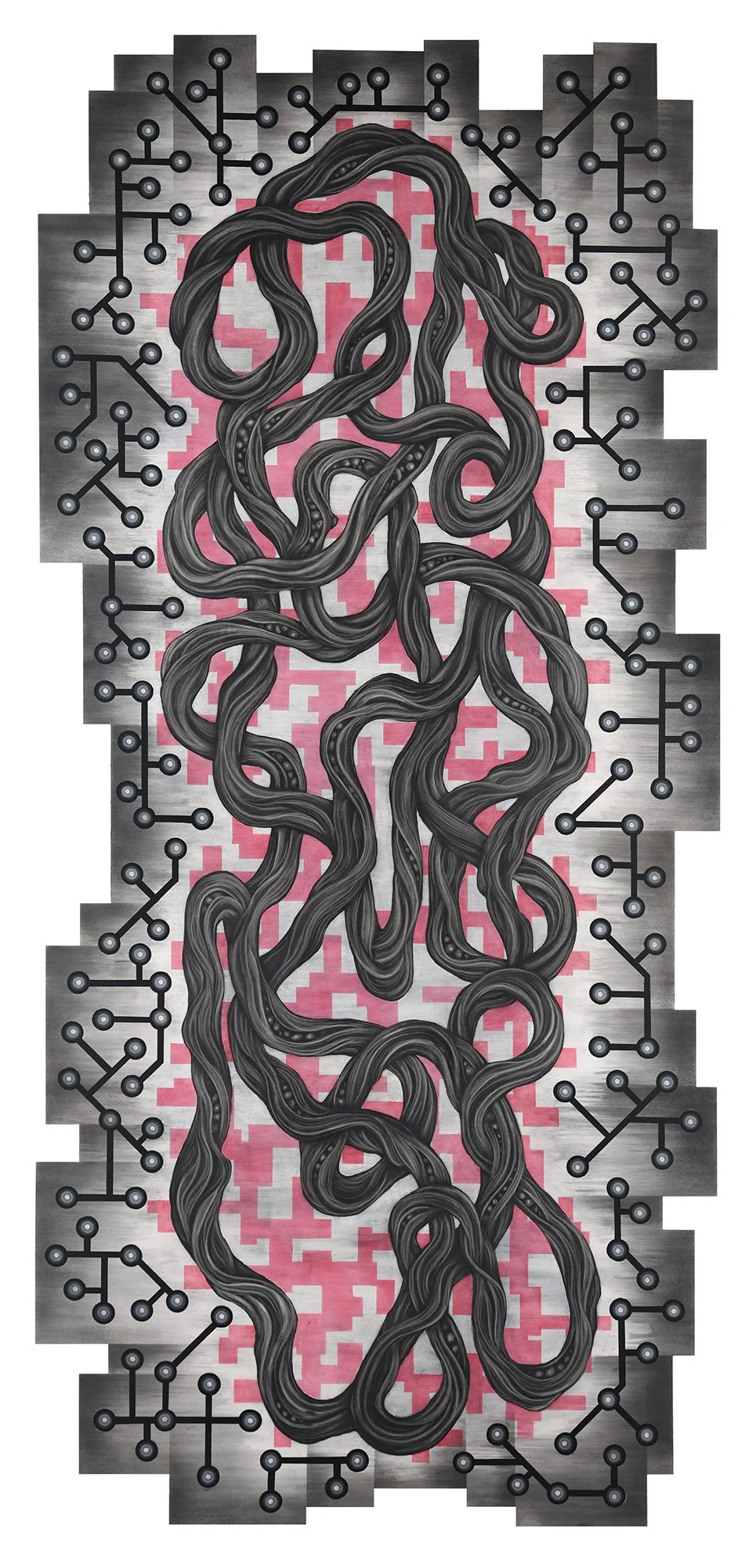 Seed 1, 2026, charcoal, acrylic and pastel on paper, 78"h x 38"w